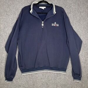 Vintage Holland America Line Sweater Adult Size S/M Blue 1/4 Zip Pullover